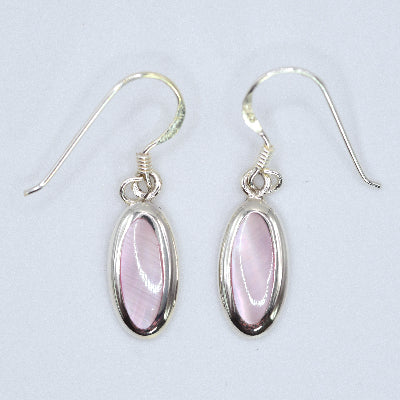 Oval Drop Stone Earrings with Border
