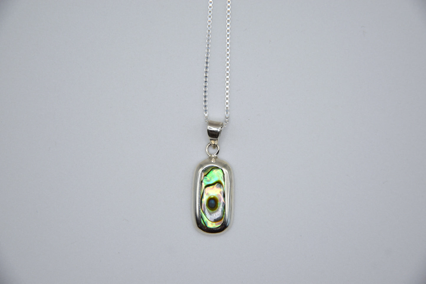 Curved Rectangle Pendant with Silver Border