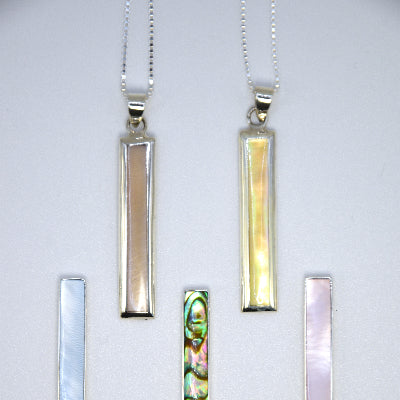 Slim Rectangle Pendant with Silver Border