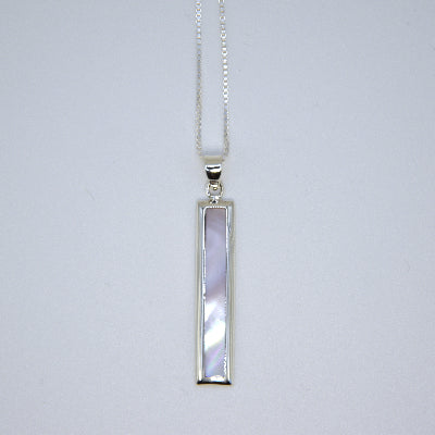 Slim Rectangle Pendant with Silver Border