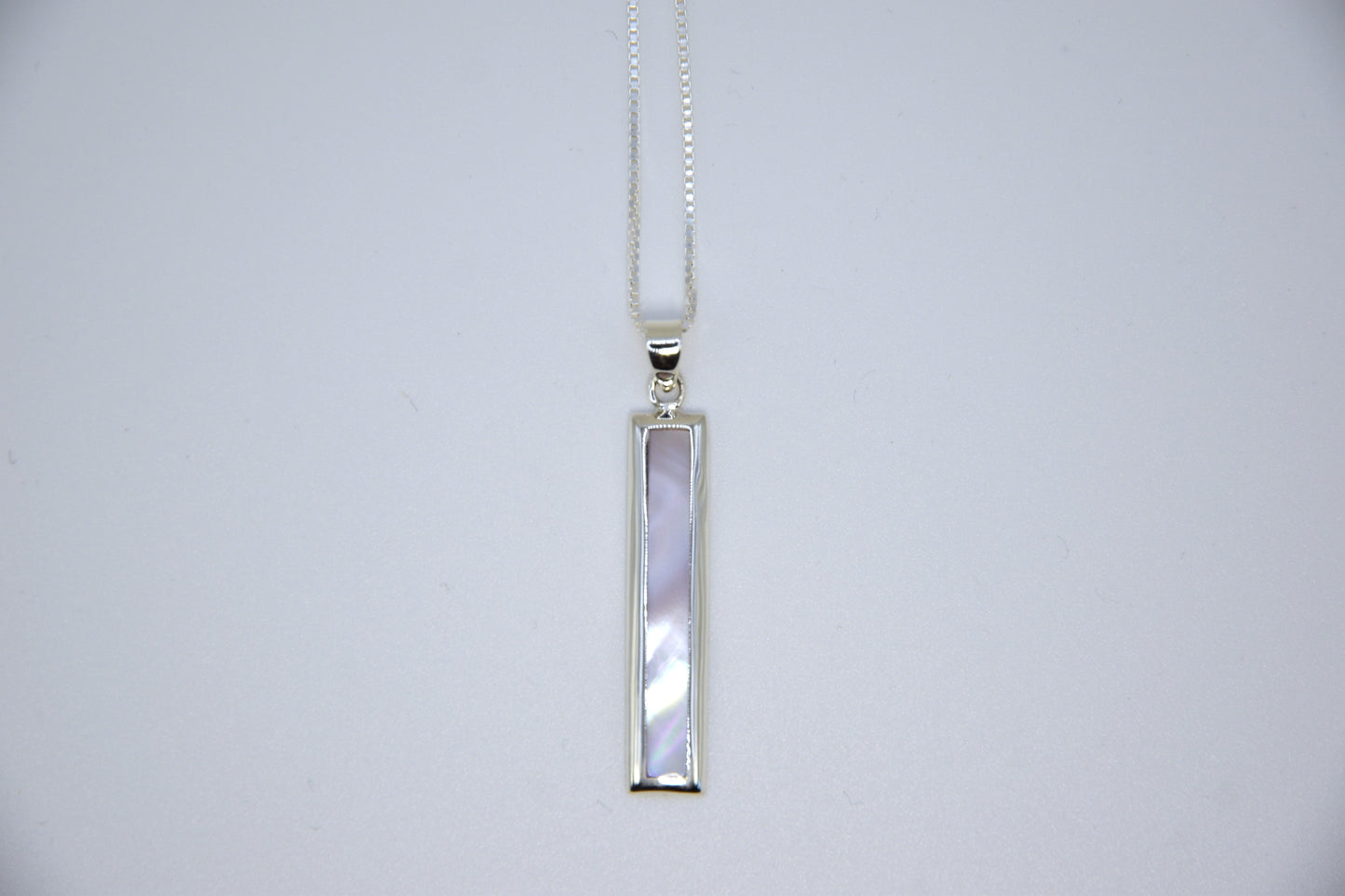 Slim Rectangle Pendant with Silver Border