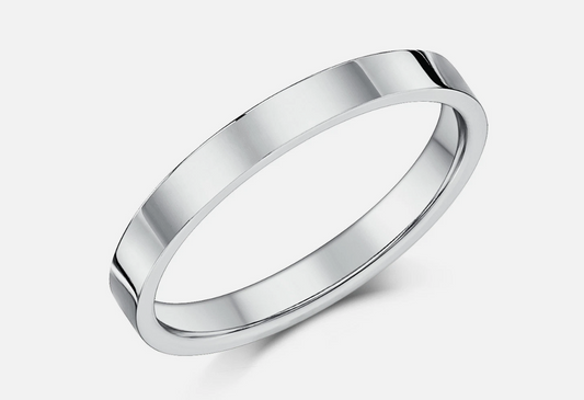 3mm Plain Flat Silver Ring