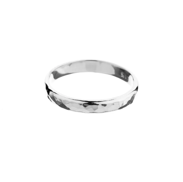 3mm Hammered-effect Silver Ring