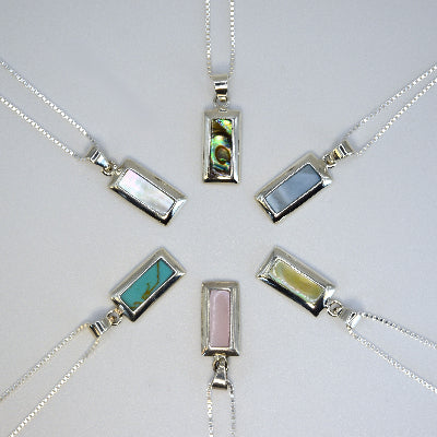 Small Rectangle Pendant with Silver Border