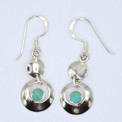 Double Circle Drop Earrings with Stone