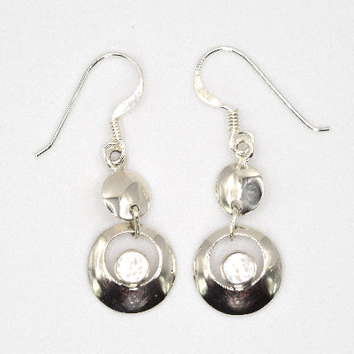 Double Circle Drop Earrings with Stone