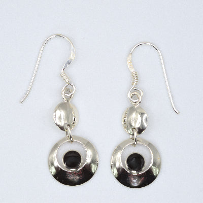 Double Circle Drop Earrings with Stone