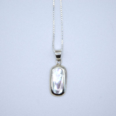 Curved Rectangle Pendant with Silver Border