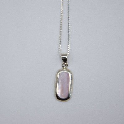 Curved Rectangle Pendant with Silver Border