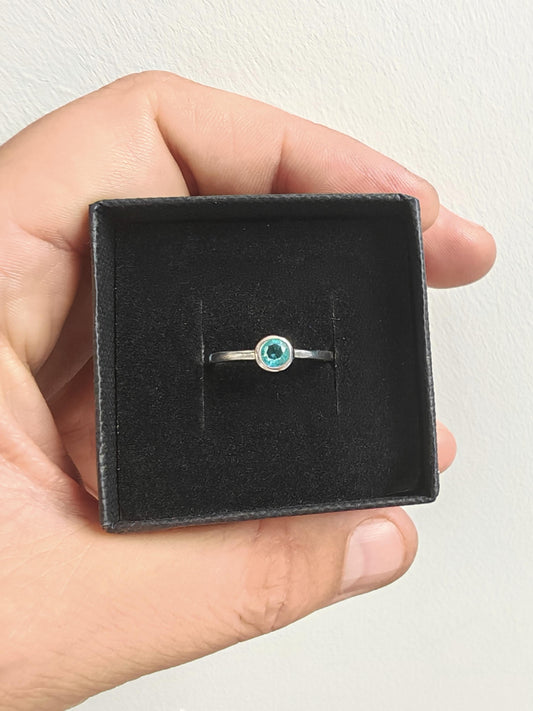 Classic CZ Birthstone Round Ring