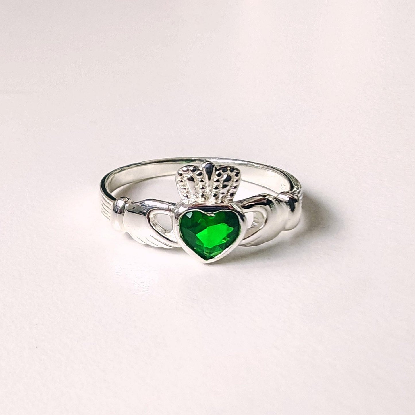 Claddagh Ring with Emerald Green CZ