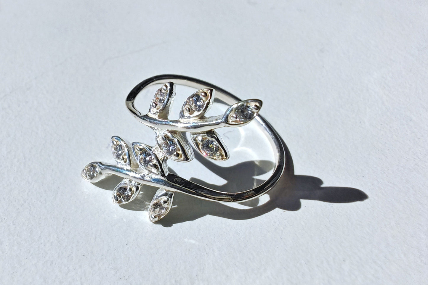 Leaf CZ Wrap Ring