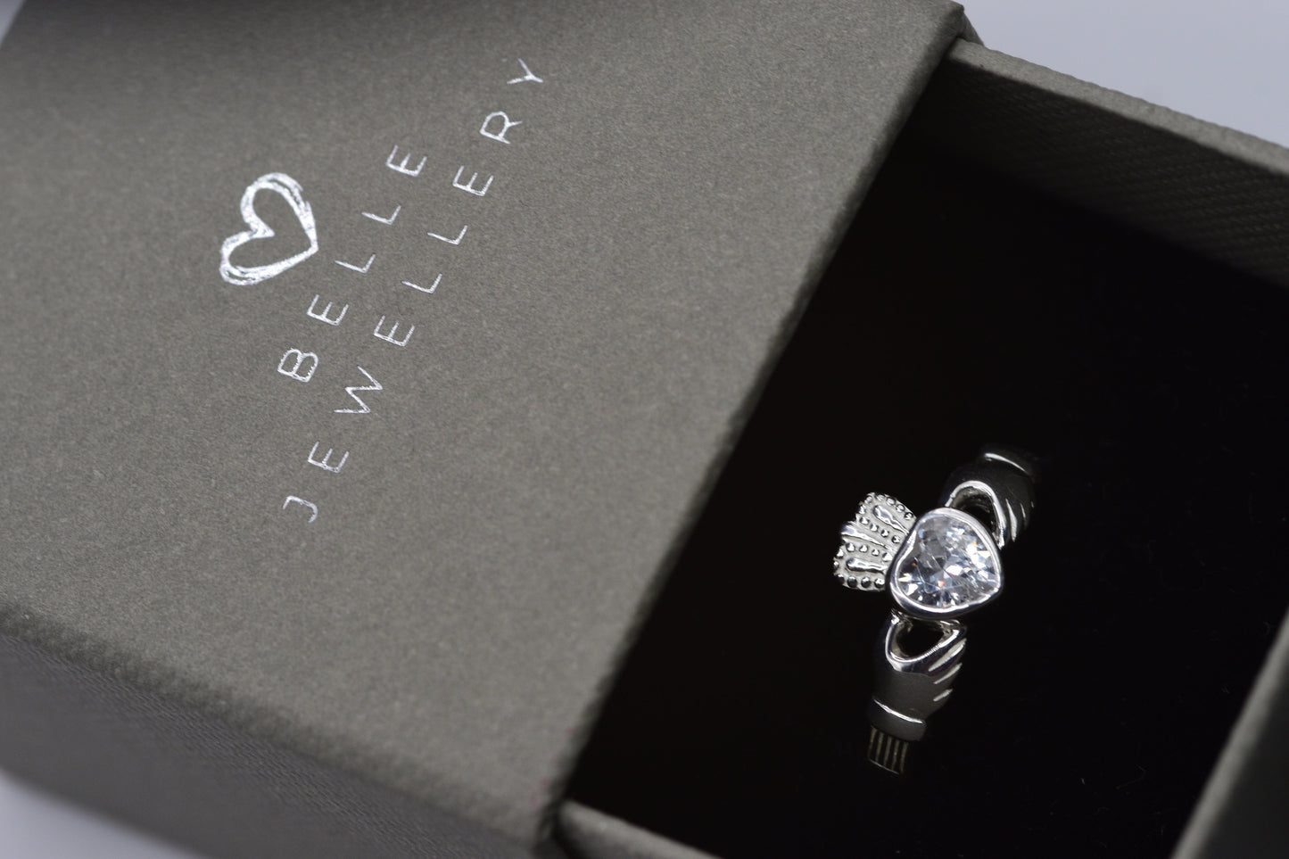 Claddagh Ring with White CZ