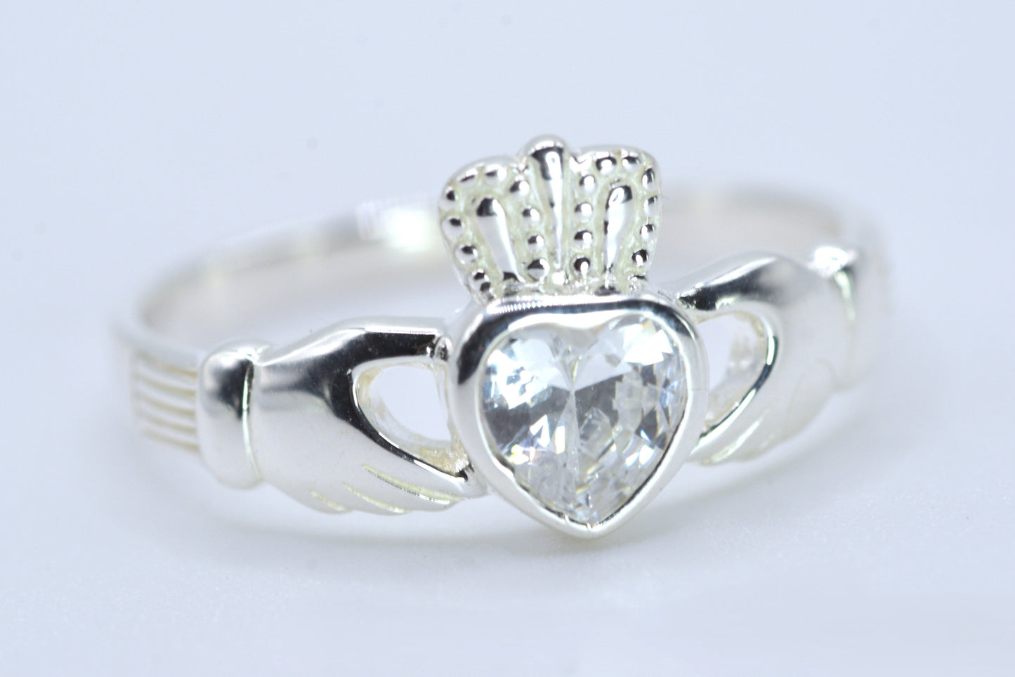 Claddagh Ring with White CZ