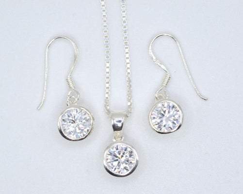Crystal CZ Drop Earrings & Necklace Set
