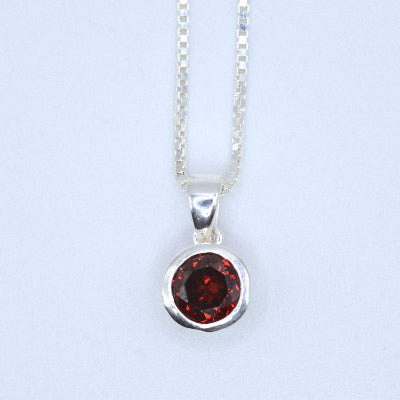 Deep Red Garnet CZ Necklace