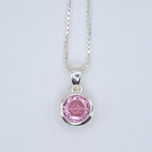 Rose Quartz CZ Necklace