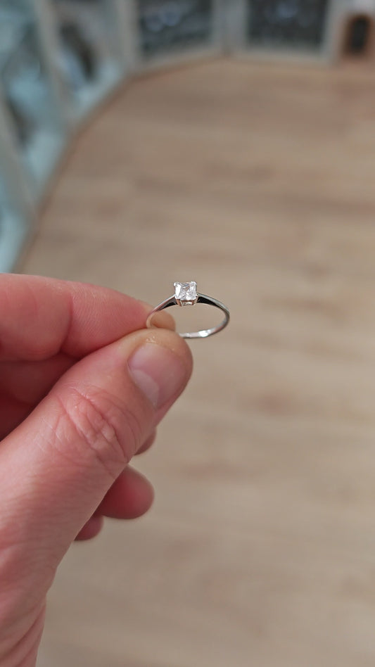 Princess Cut CZ Solitaire Ring
